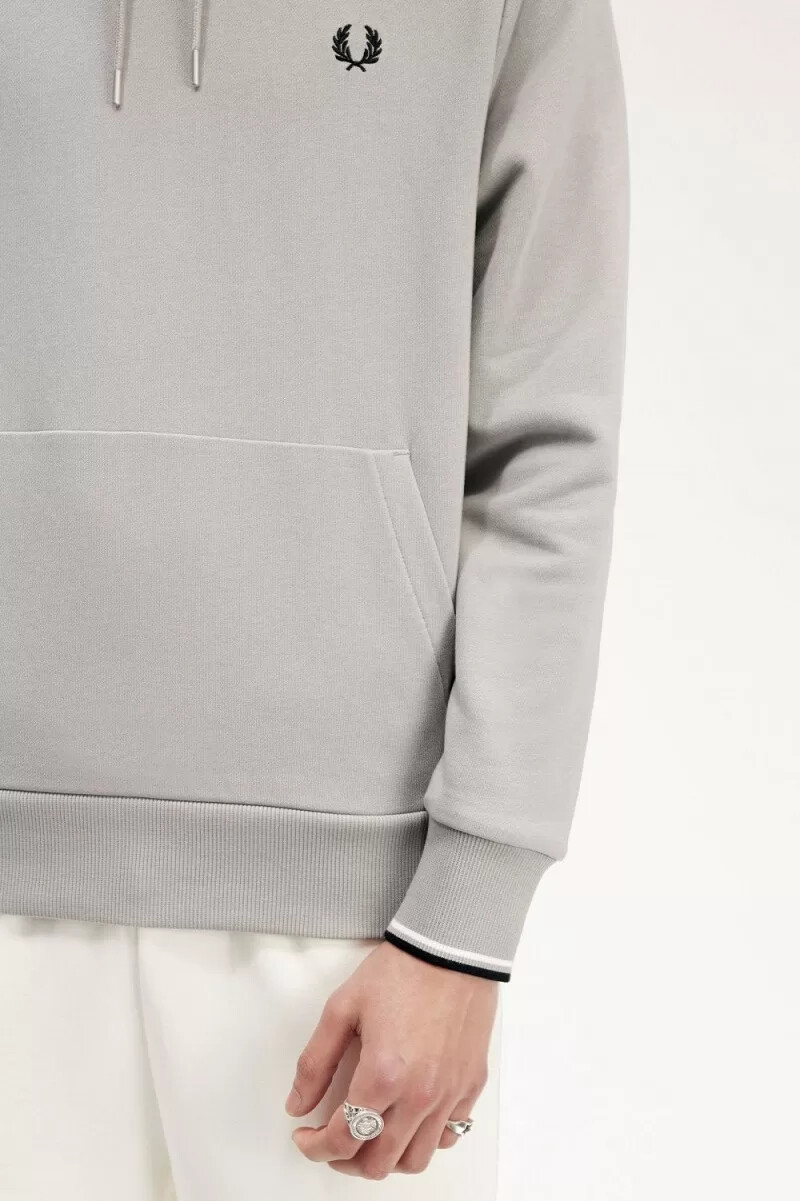 felpa con cappuccio e tipped da uomo fred perry grigia