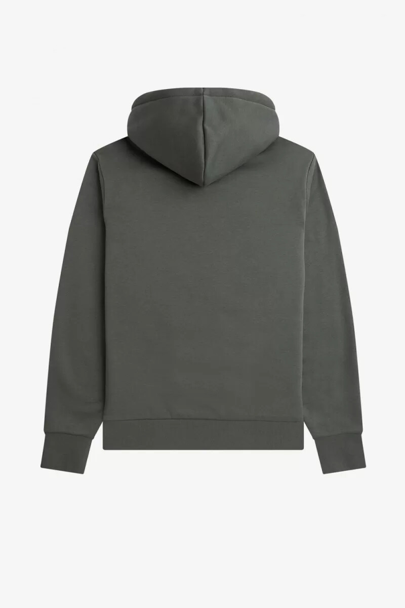felpa con cappuccio da uomo fred perry laurel wreath grid field green
