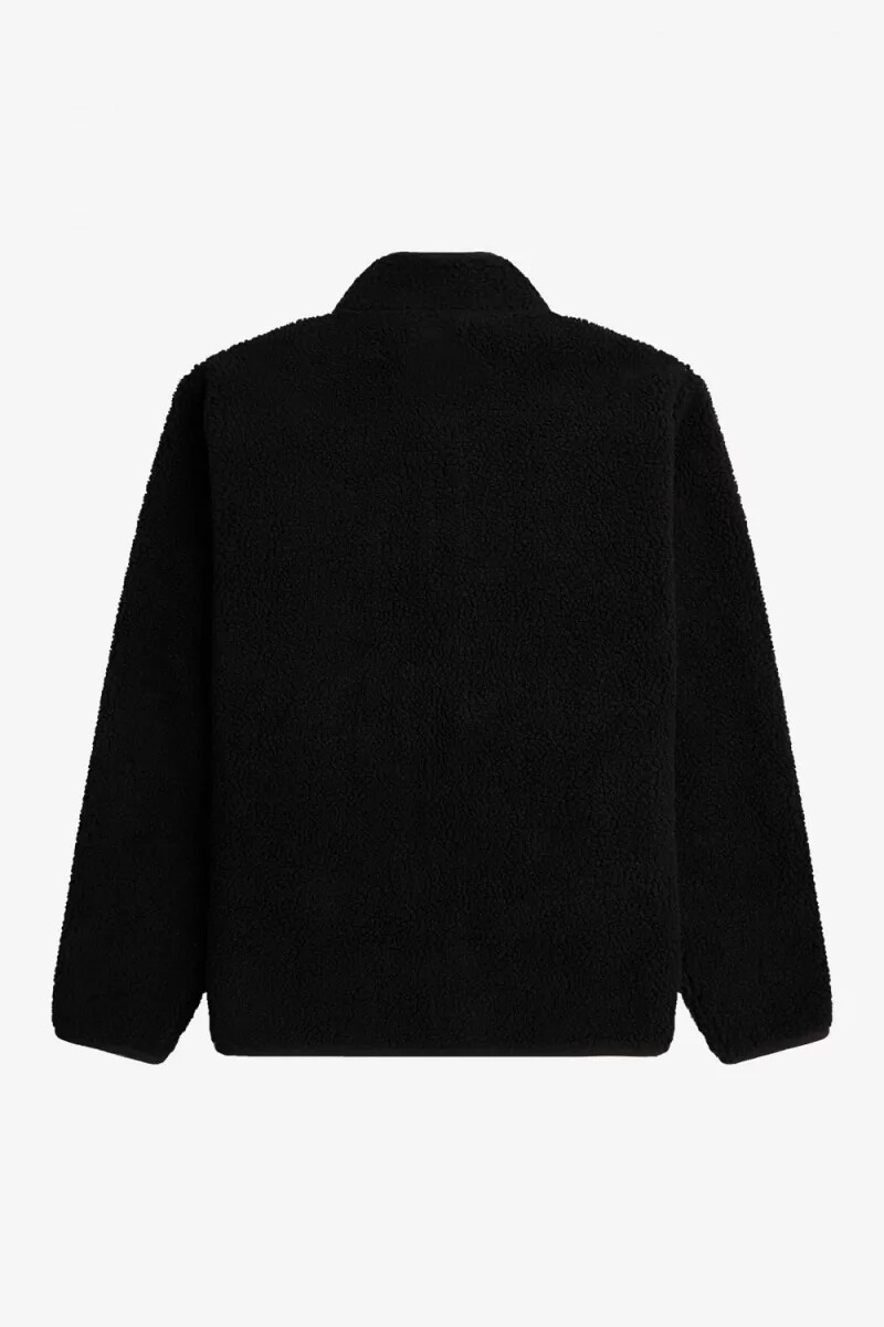 felpa da uomo in pile borg con zip fred perry nera