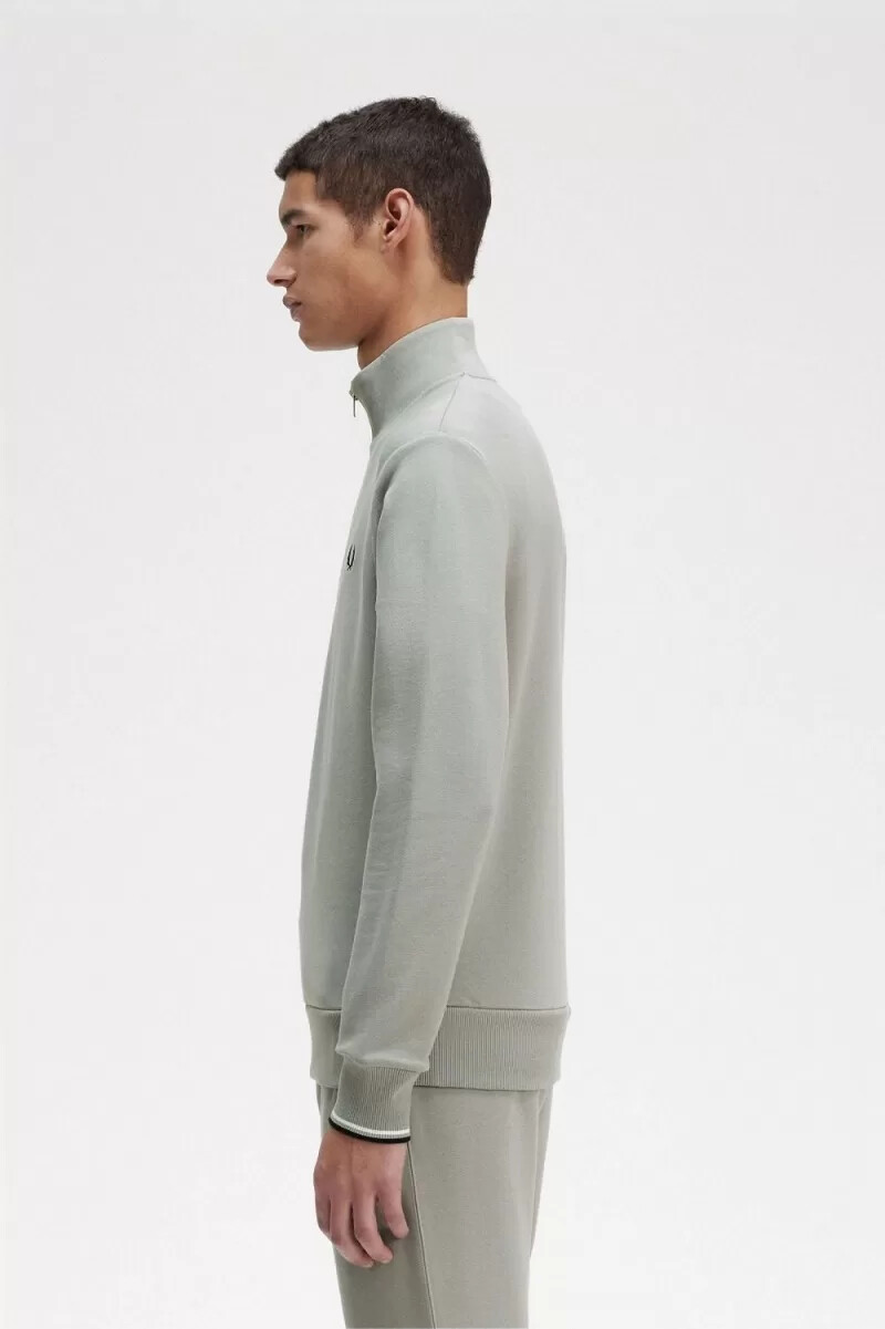 felpa con mezza zip da uomo fred perry grigia