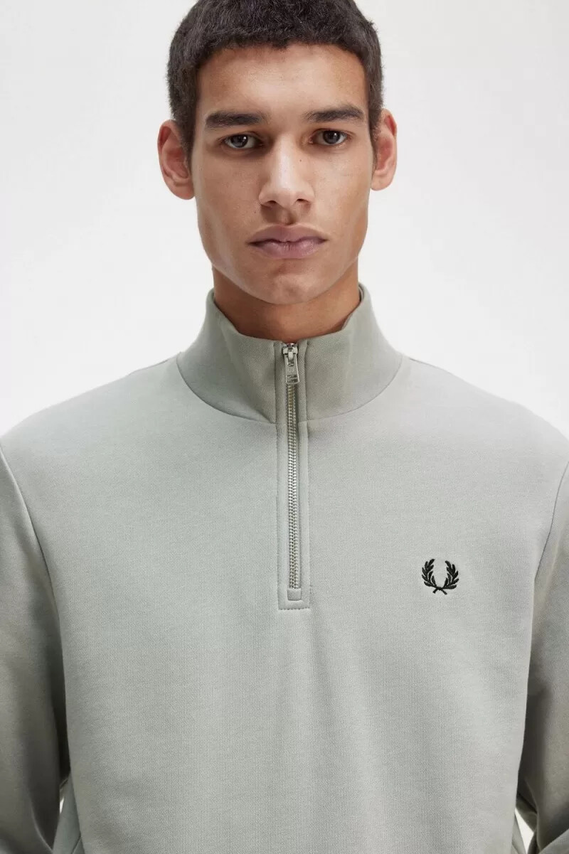 felpa con mezza zip da uomo fred perry grigia