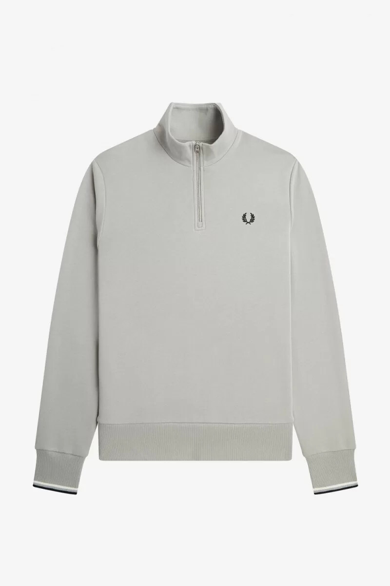 felpa con mezza zip da uomo fred perry grigia