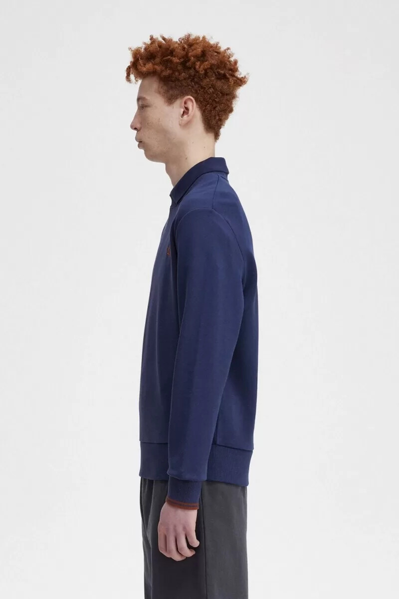 felpa girocollo da uomo fred perry colore blu navy francese marrone whisky