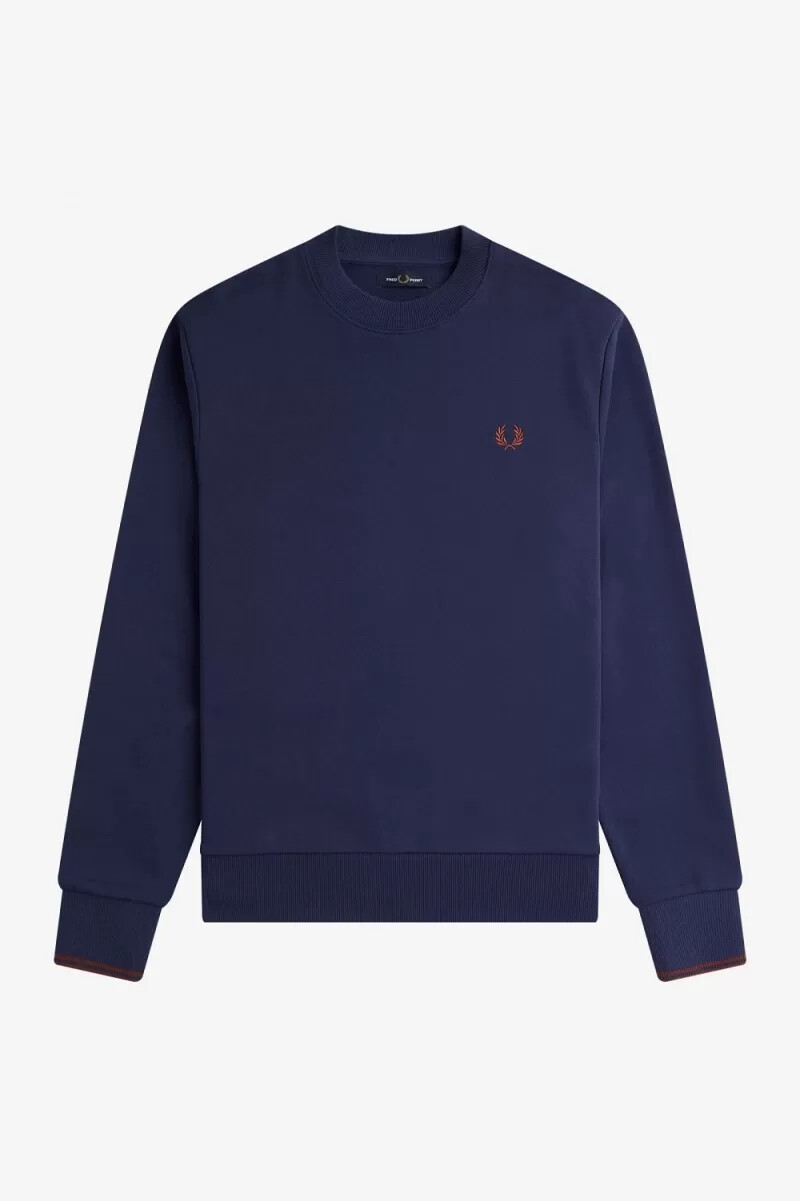 felpa girocollo da uomo fred perry colore blu navy francese marrone whisky