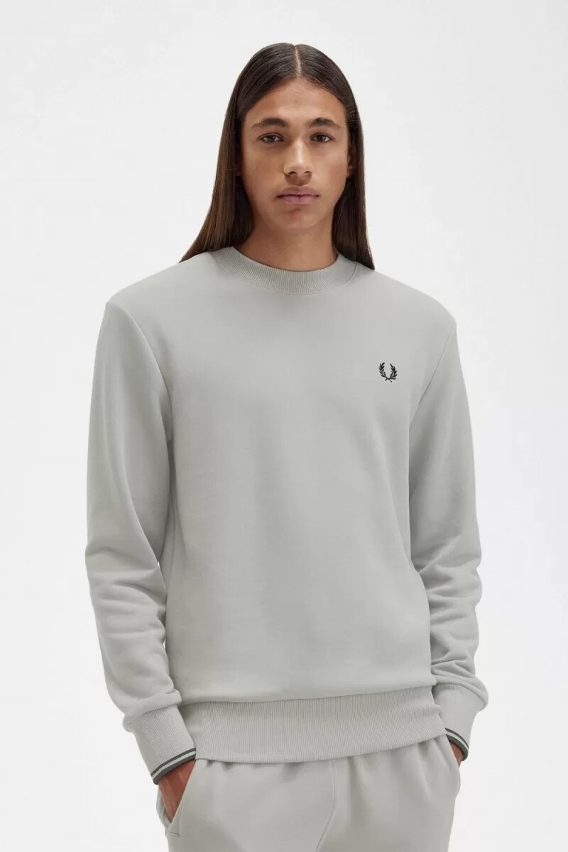 felpa girocollo da uomo fred perry grigia