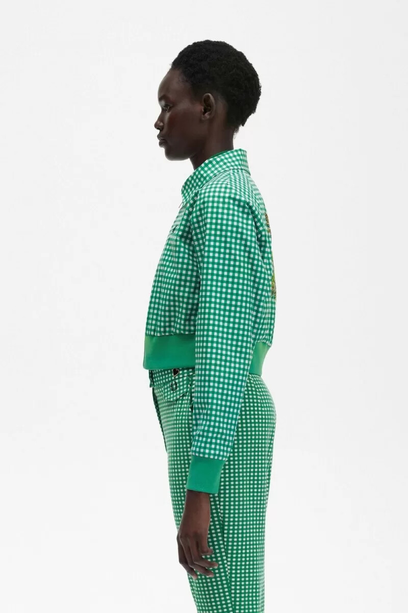 giacche da donna fred perry ricamate a quadretti verdi