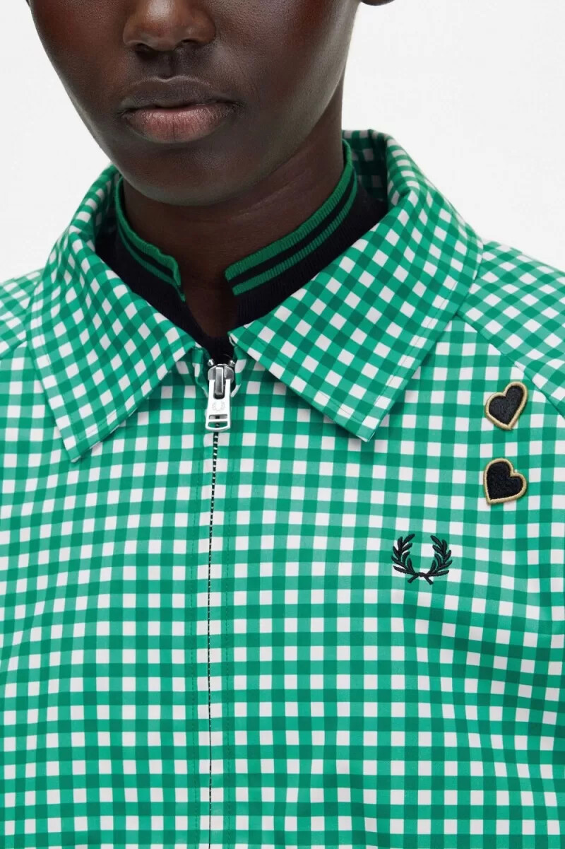 giacche da donna fred perry ricamate a quadretti verdi