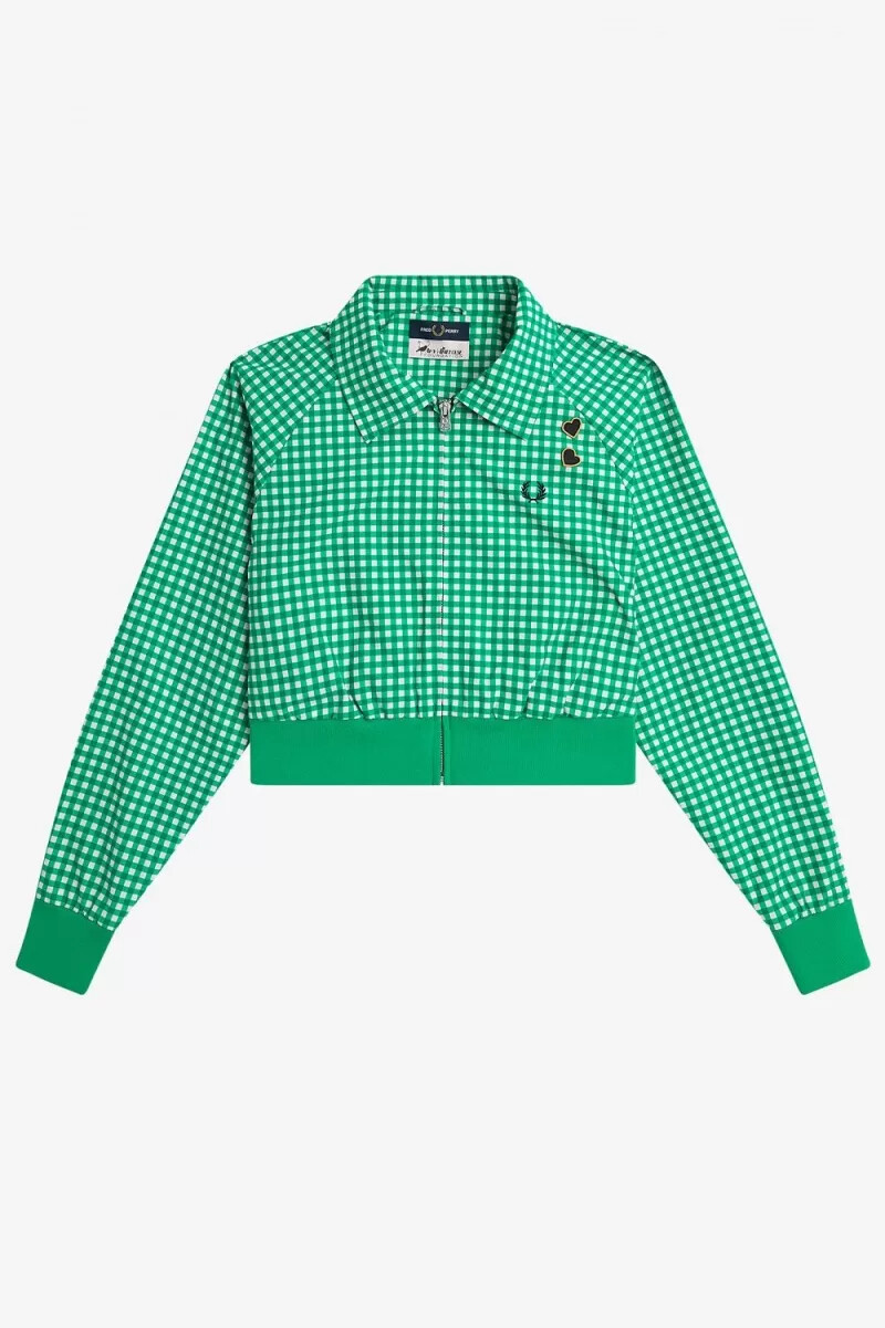 giacche da donna fred perry ricamate a quadretti verdi