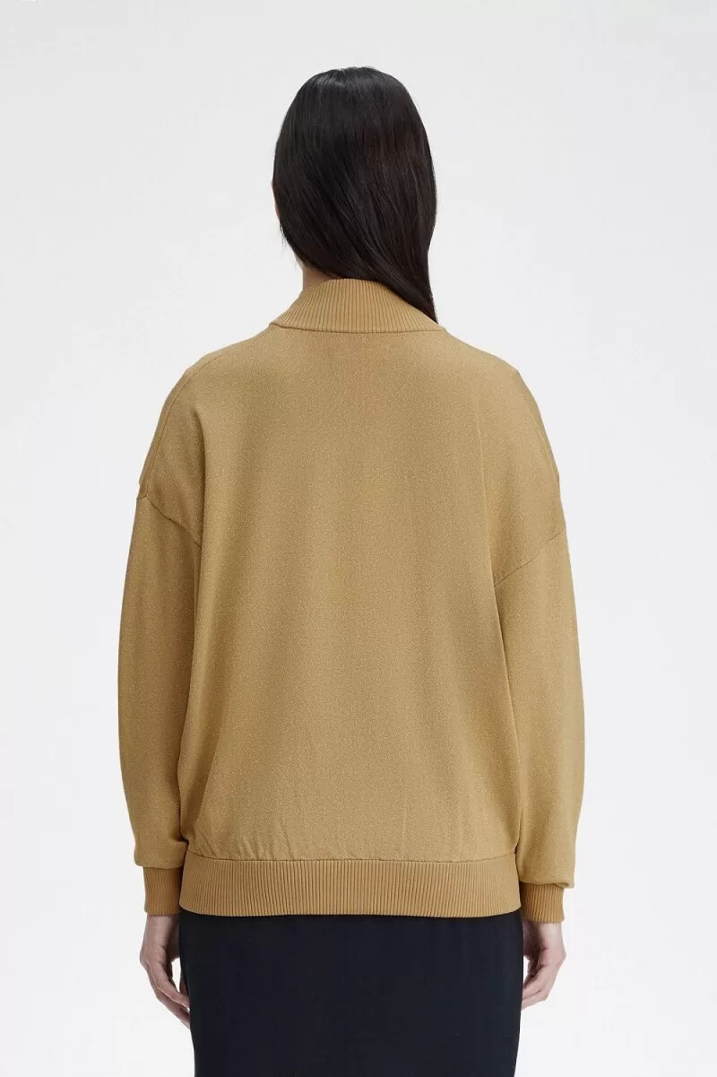 fred perry metallic knitted bomber jackets da donna 1964 gold