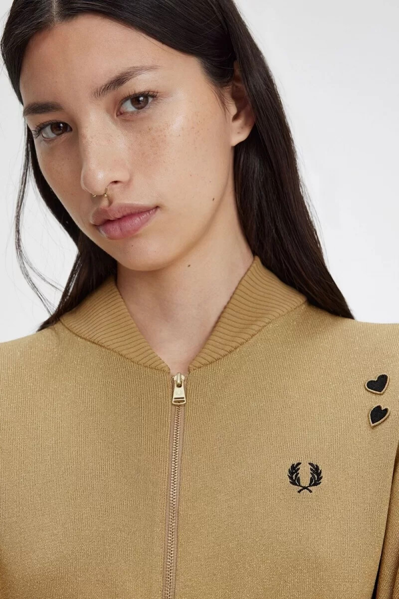 fred perry metallic knitted bomber jackets da donna 1964 gold