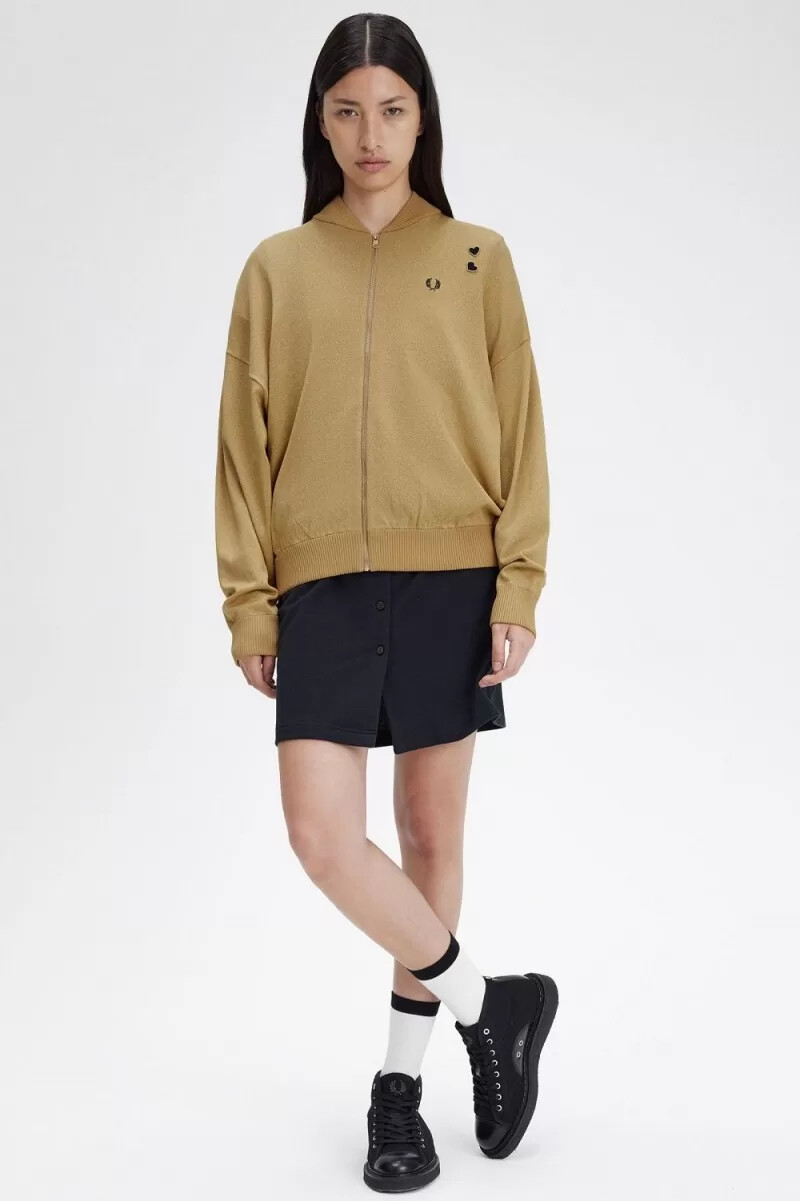 fred perry metallic knitted bomber jackets da donna 1964 gold