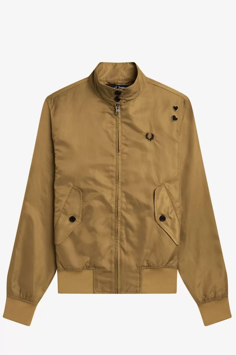 fred perry giacca da donna con fodera stampata e cerniera verde