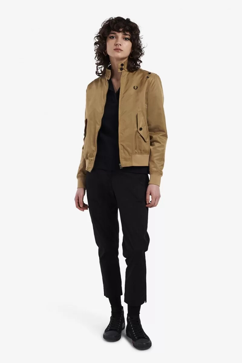 fred perry giacca da donna con fodera stampata e cerniera verde