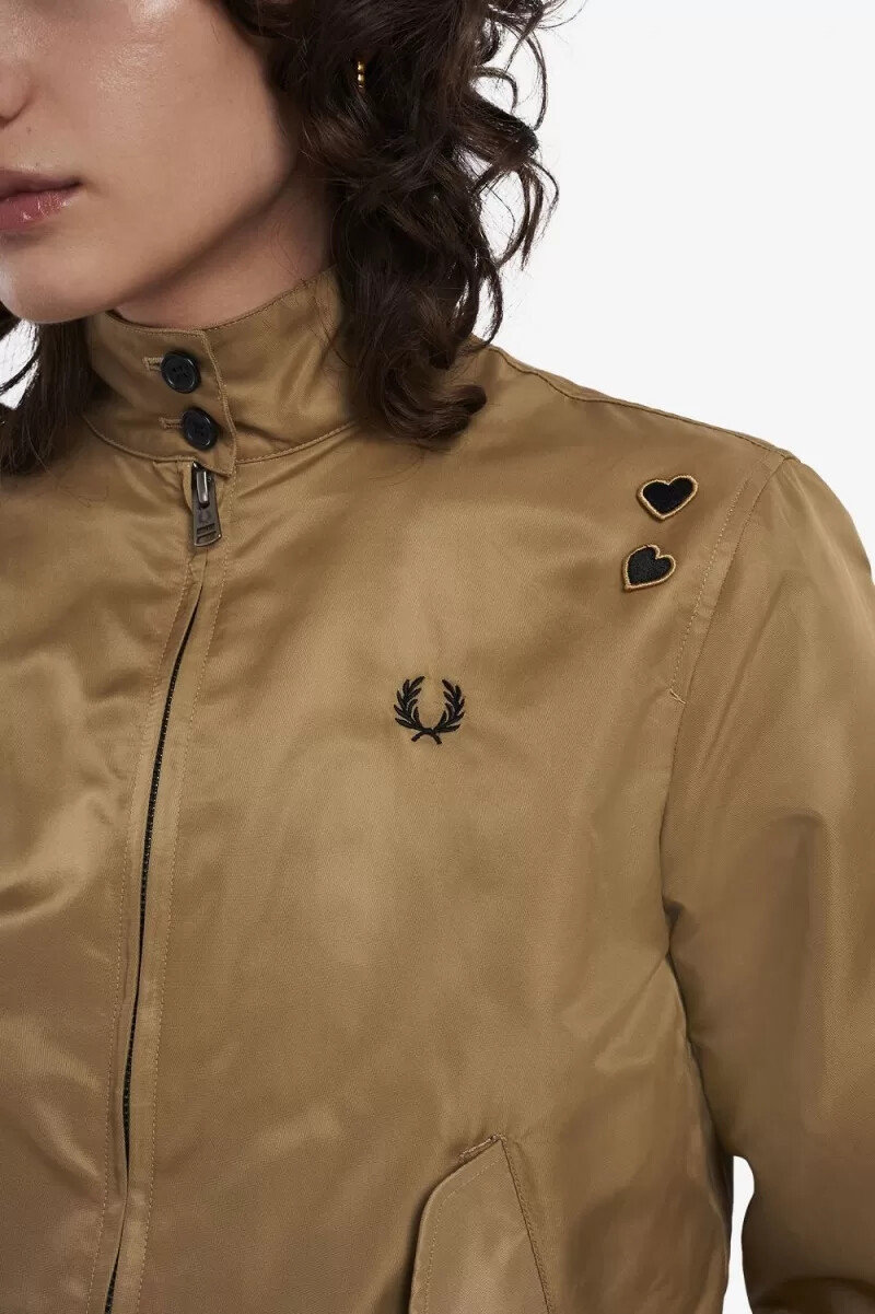 fred perry giacca da donna con fodera stampata e cerniera verde