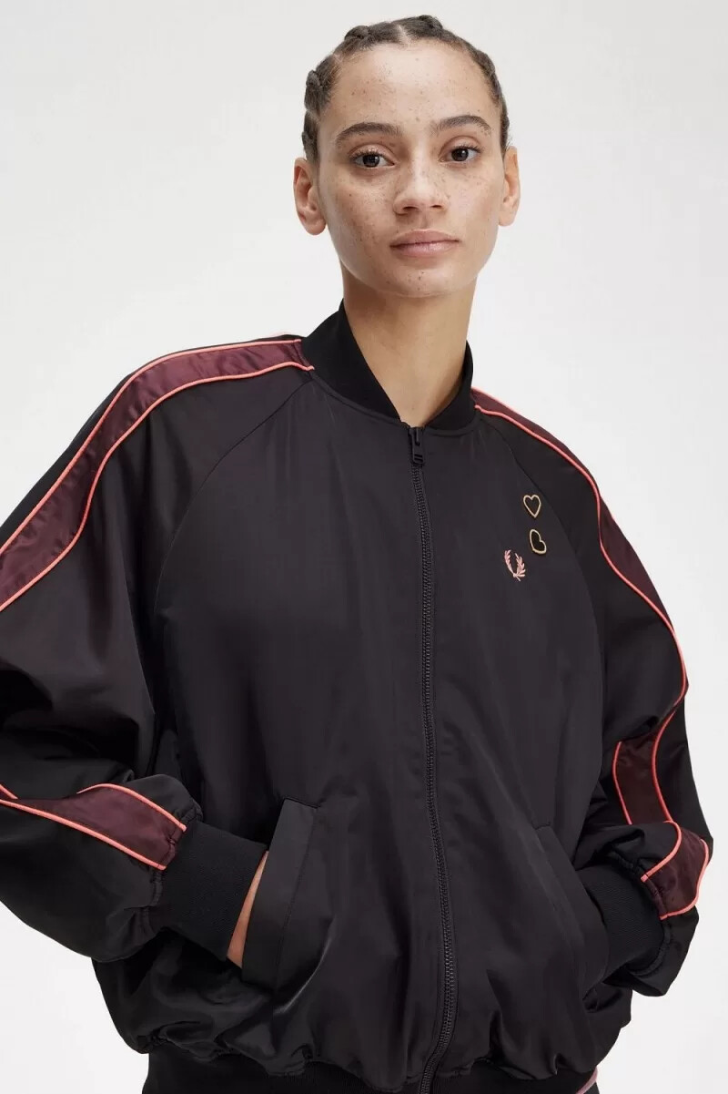 fred perry bomber con fodera stampata da donna nero
