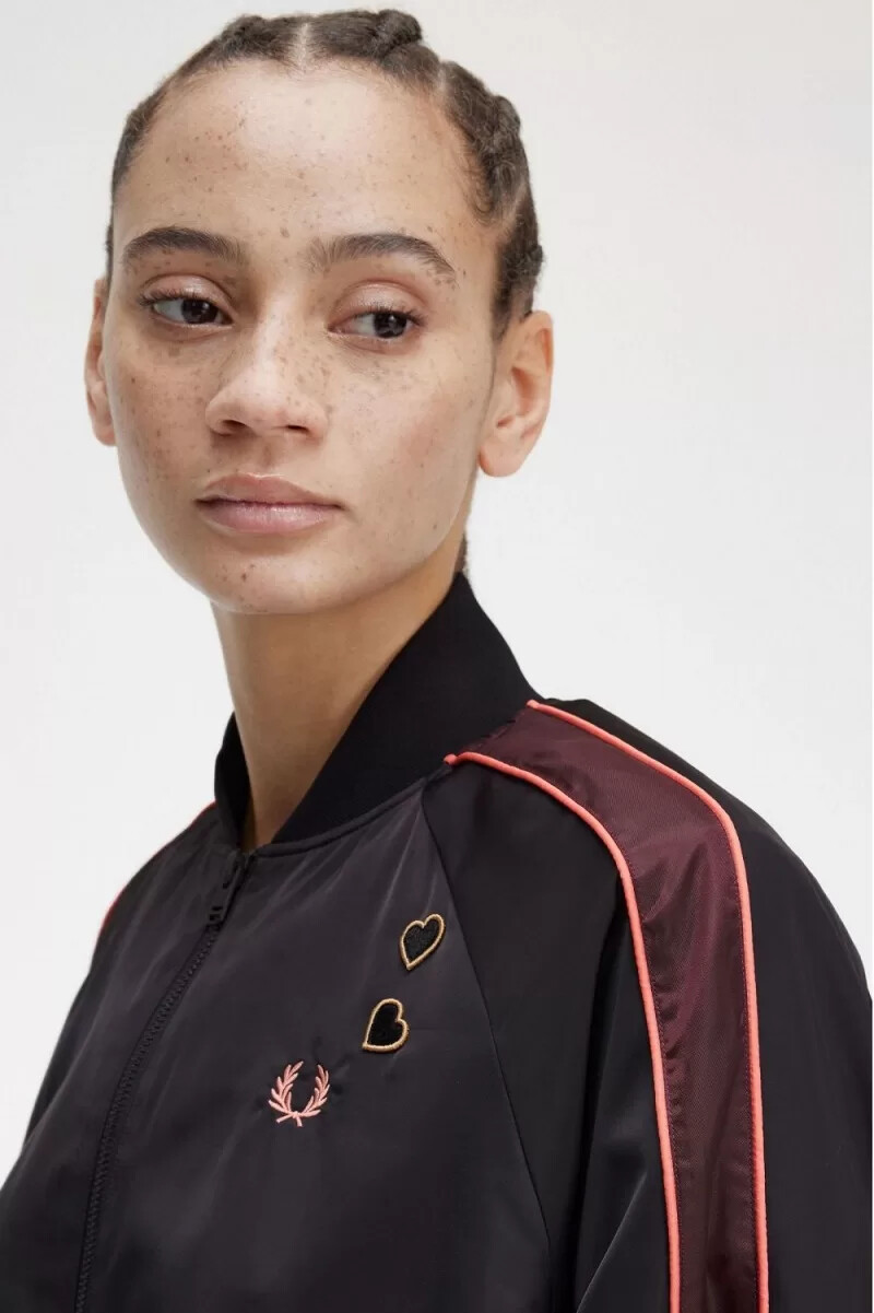 fred perry bomber con fodera stampata da donna nero