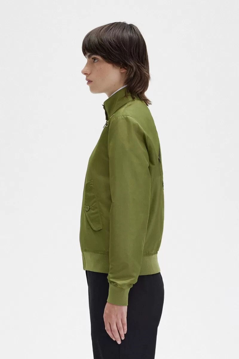 parka da donna con fodera stampata e cerniera fred perry verde