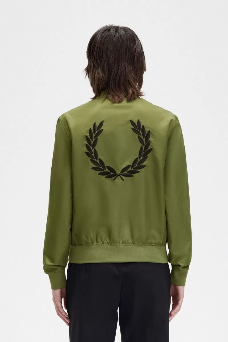 parka da donna con fodera stampata e cerniera fred perry verde