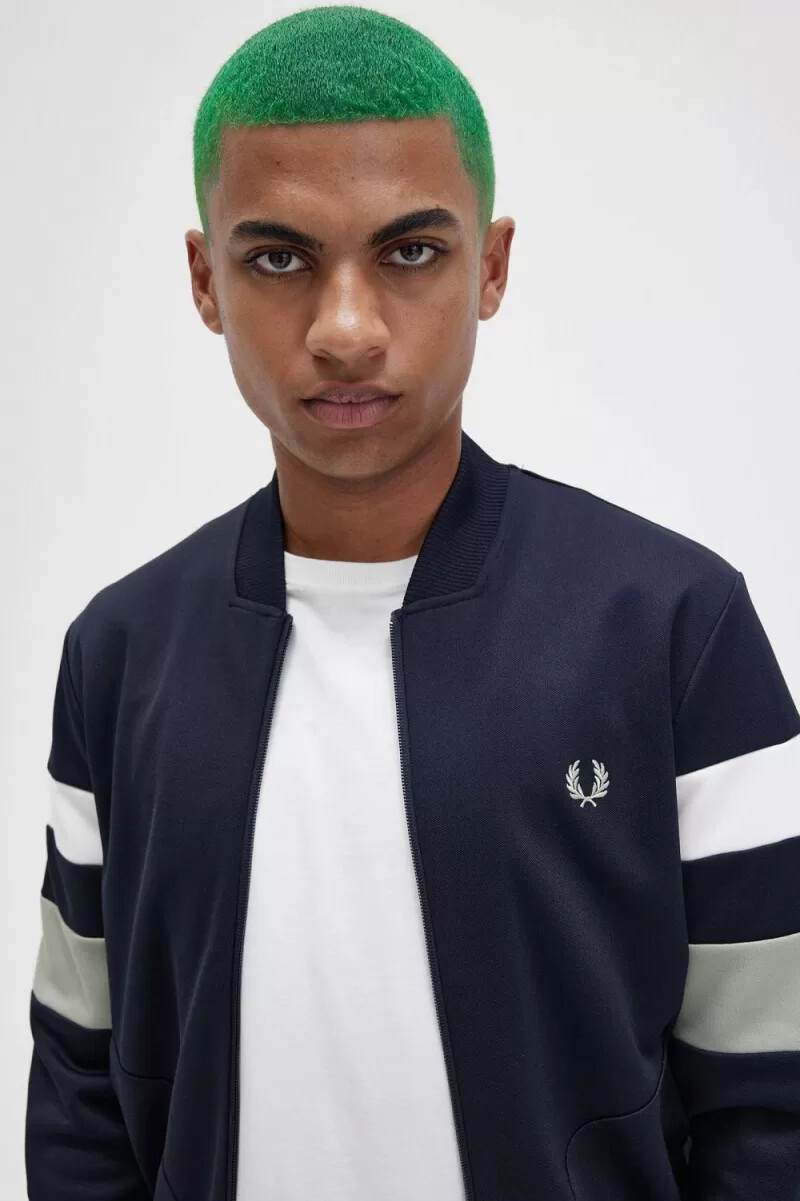 fred perry tipped sleeve - giacca sportiva da uomo blu navy