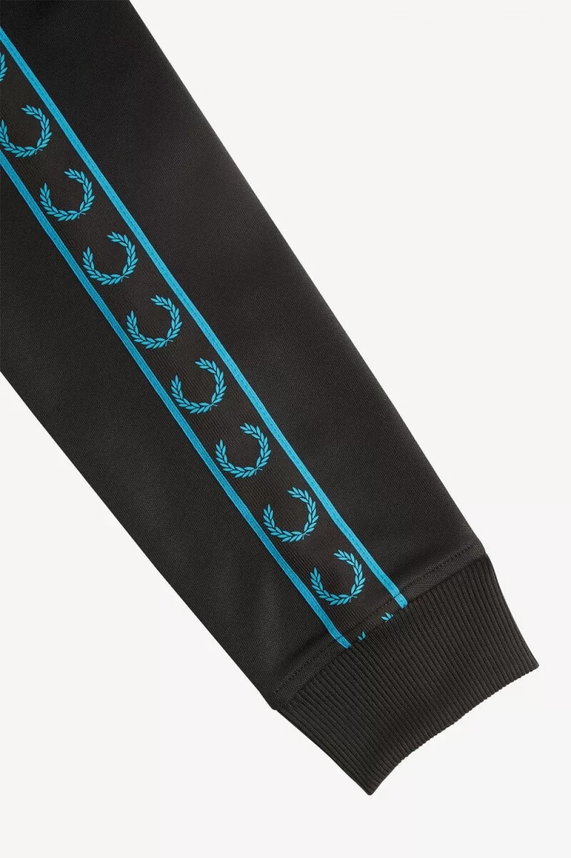 fred perry giacca sportiva da uomo con nastro a contrasto nera e blu cyber