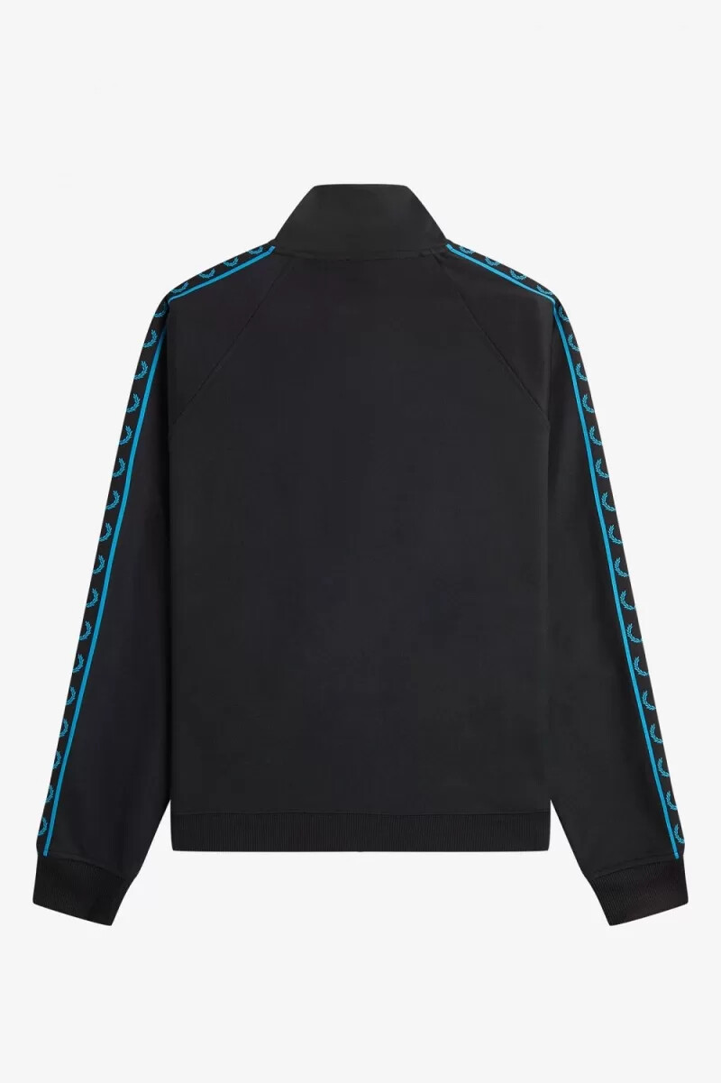 fred perry giacca sportiva da uomo con nastro a contrasto nera e blu cyber