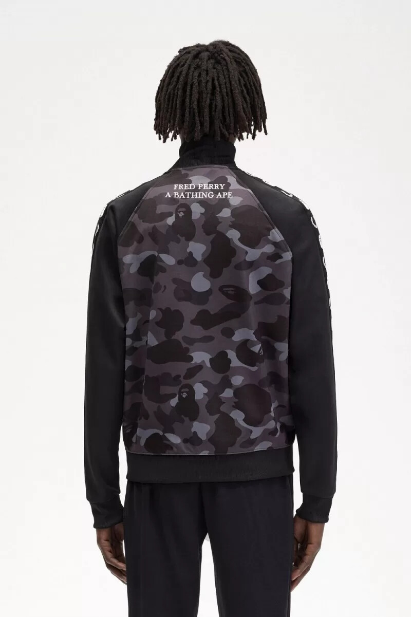 fred perry camouflage panel - giacca da uomo nera
