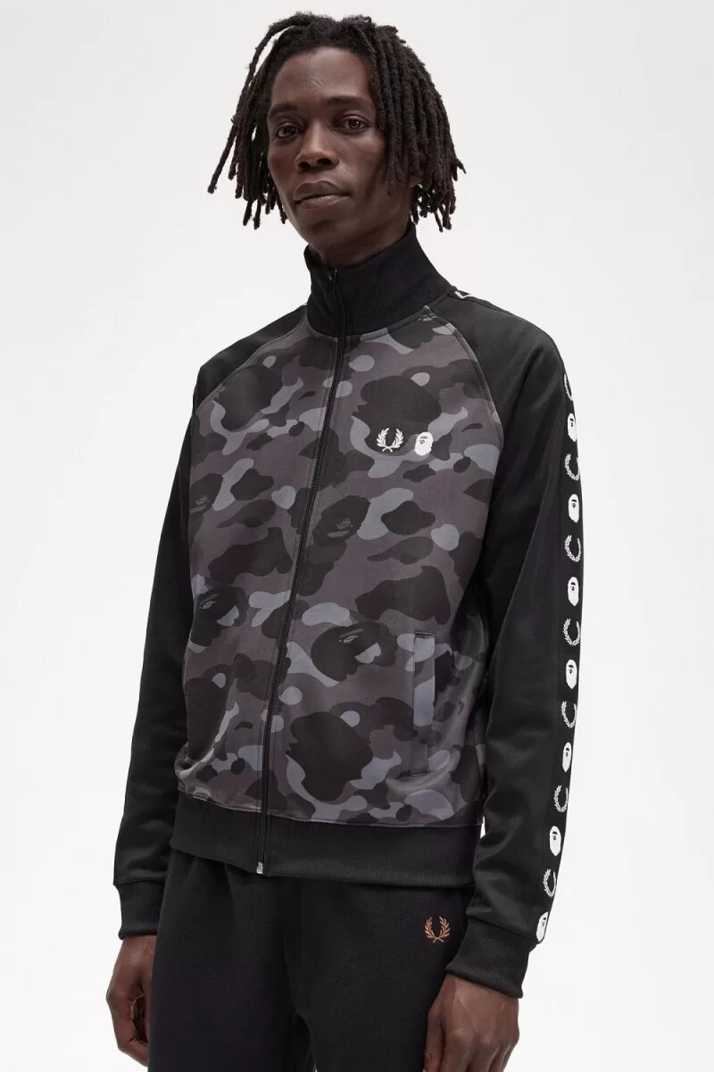 fred perry camouflage panel - giacca da uomo nera