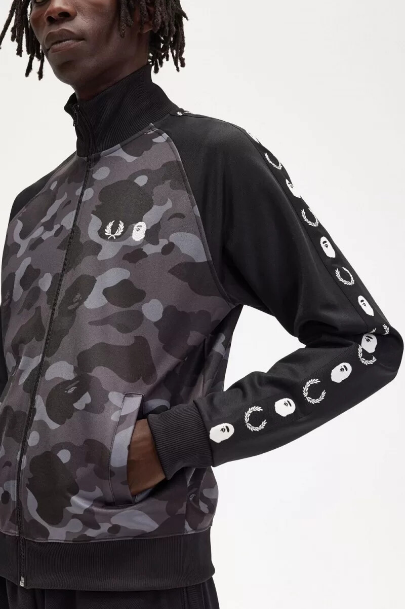 fred perry camouflage panel - giacca da uomo nera