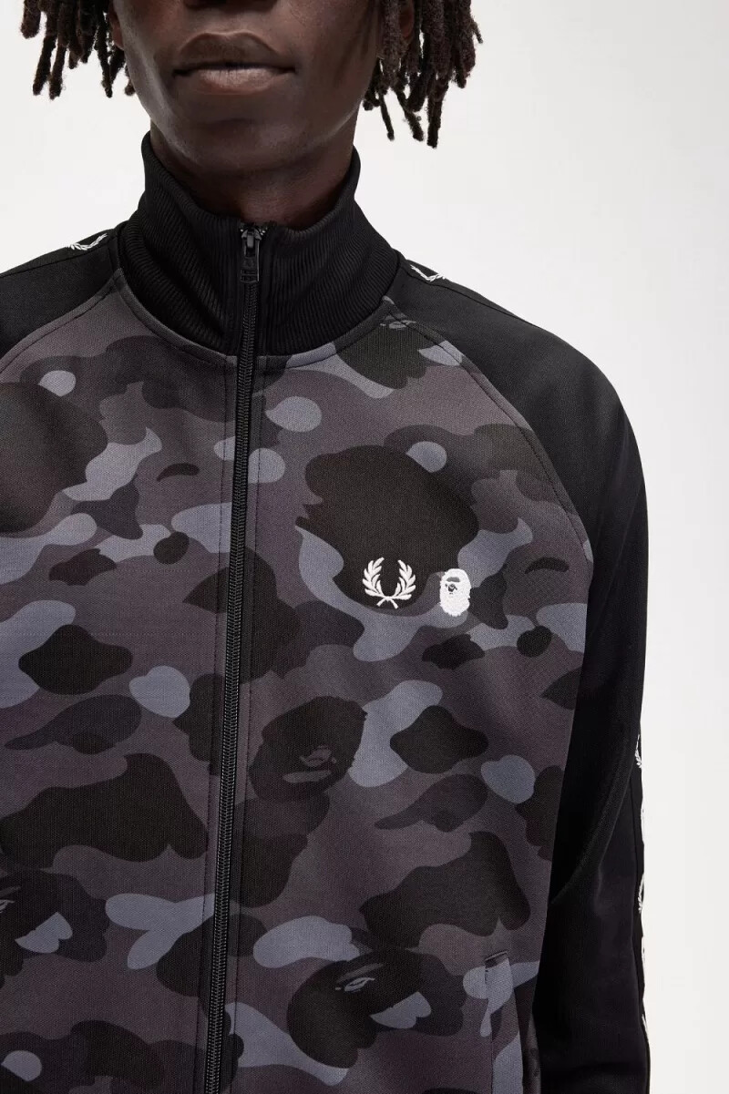 fred perry camouflage panel - giacca da uomo nera