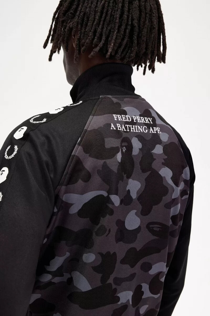 fred perry camouflage panel - giacca da uomo nera