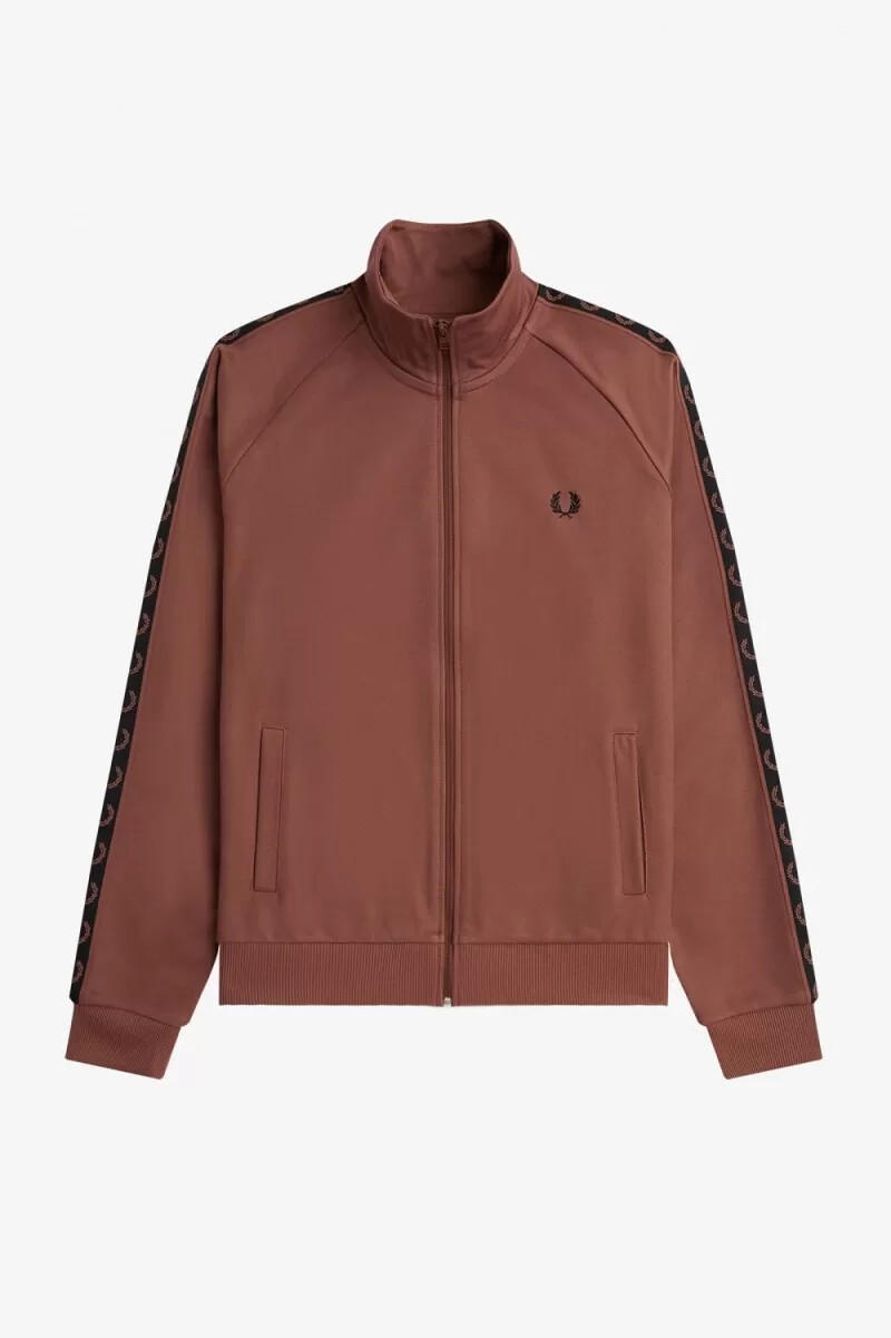 giacche da tuta da uomo fred perry contrast tape whisky brown black