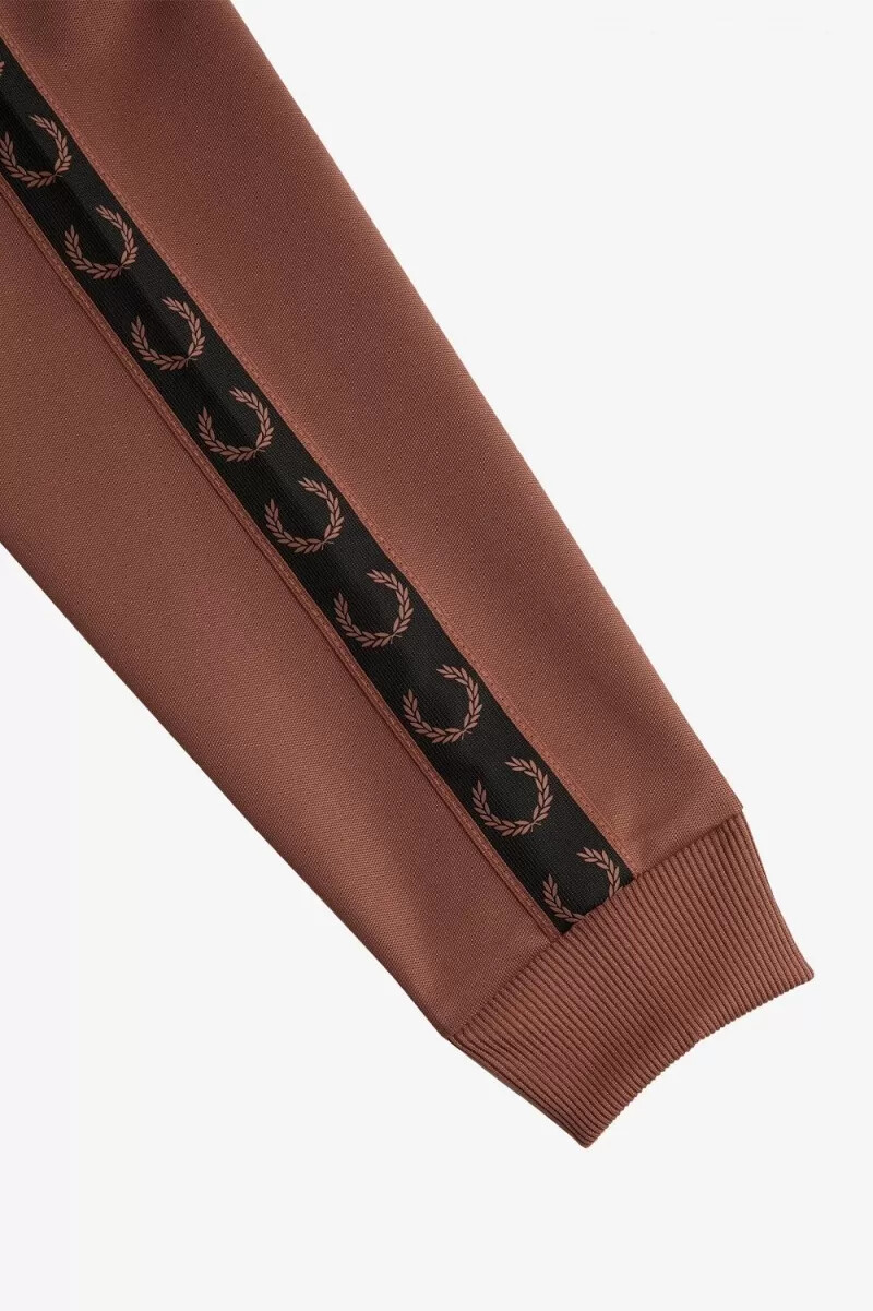 giacche da tuta da uomo fred perry contrast tape whisky brown black