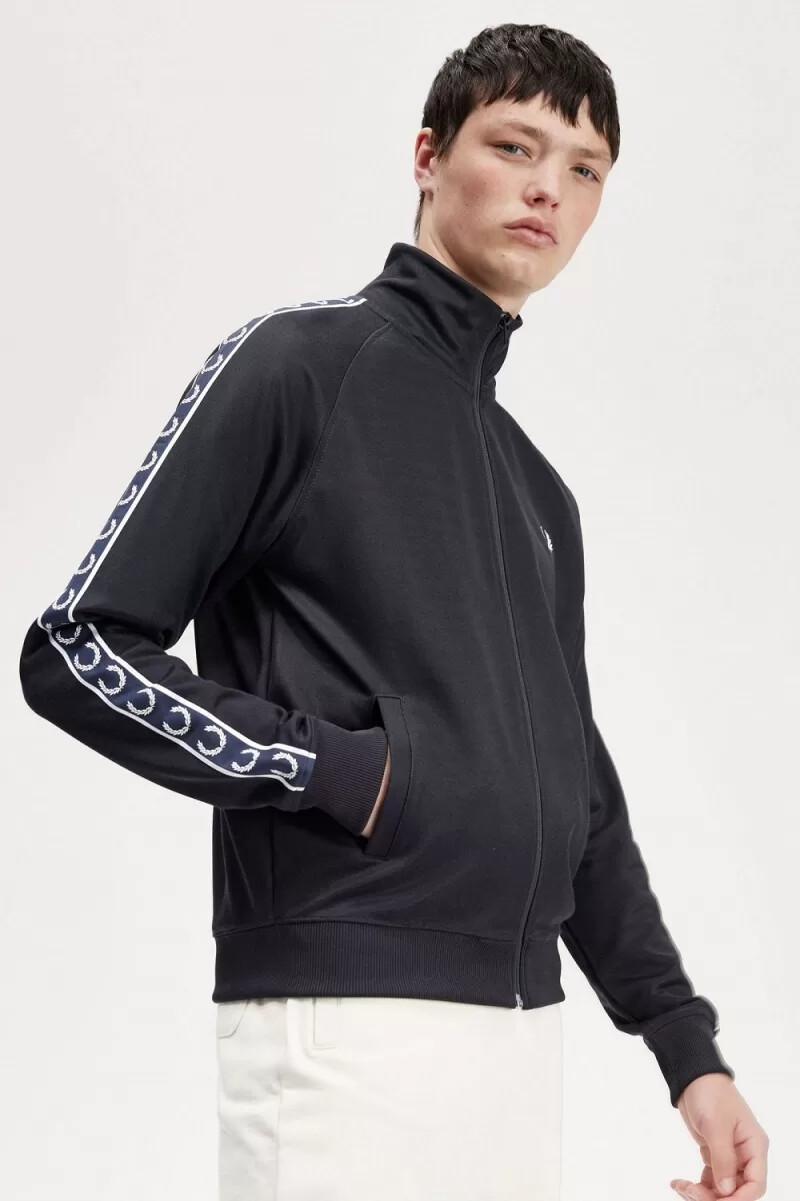 giacche da tuta da uomo fred perry contrast tape blu navy