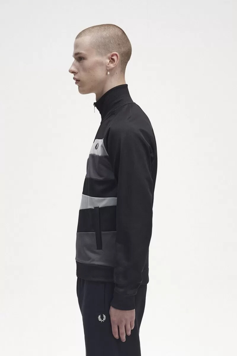 giacche da tuta da uomo fred perry con pannello a contrasto nere