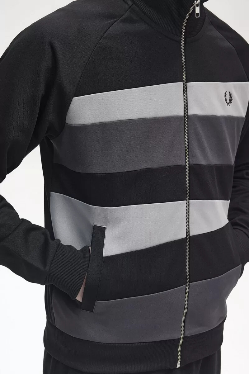 giacche da tuta da uomo fred perry con pannello a contrasto nere