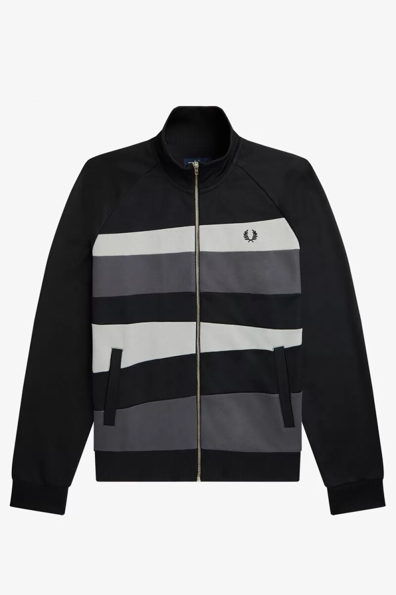 giacche da tuta da uomo fred perry con pannello a contrasto nere
