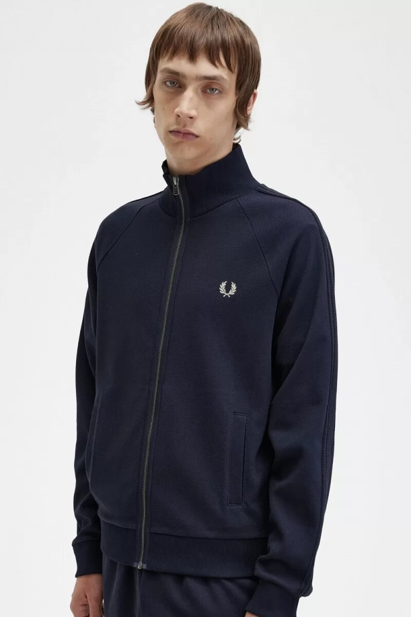 giacche da tuta da uomo fred perry knitted tape blu navy