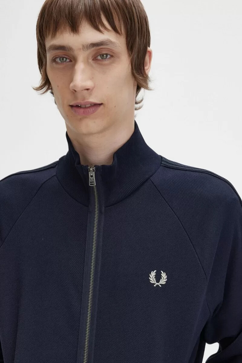 giacche da tuta da uomo fred perry knitted tape blu navy