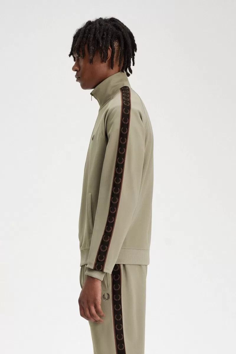 giacche da tuta da uomo fred perry contrast tape grigio caldo rosso scuro