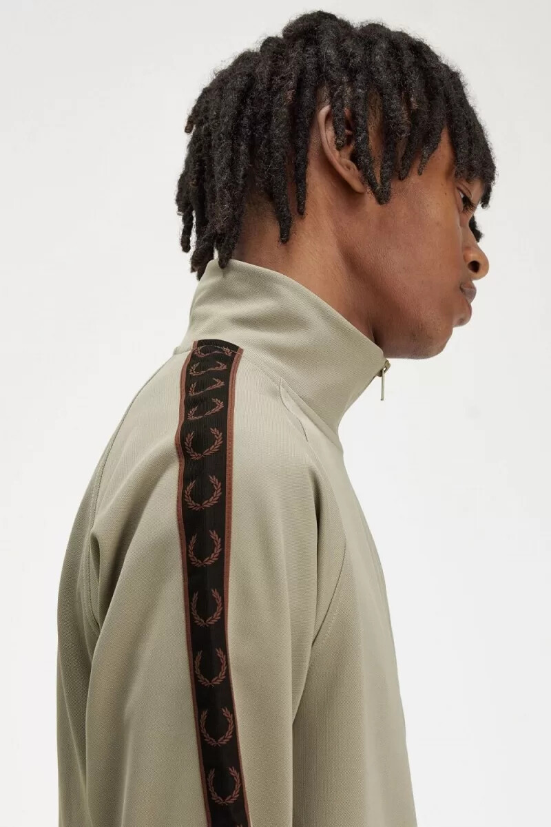 giacche da tuta da uomo fred perry contrast tape grigio caldo rosso scuro
