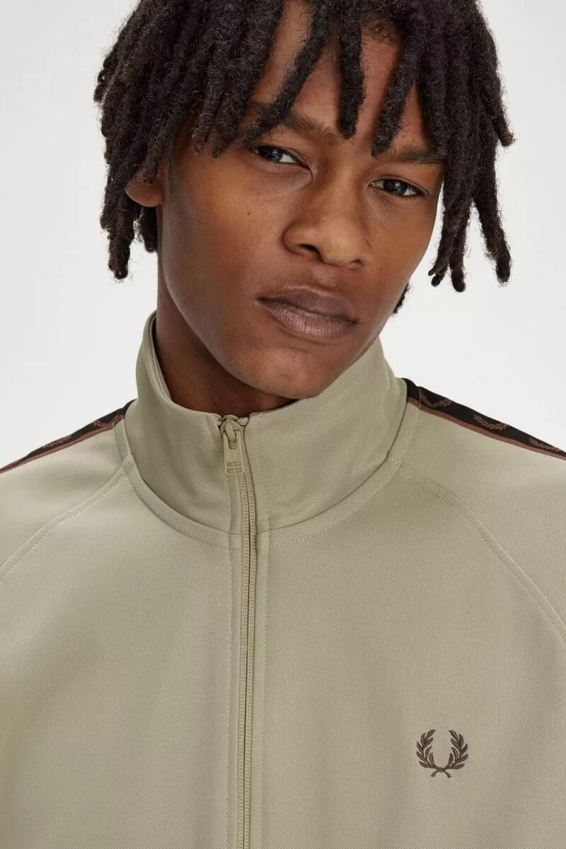 giacche da tuta da uomo fred perry contrast tape grigio caldo rosso scuro