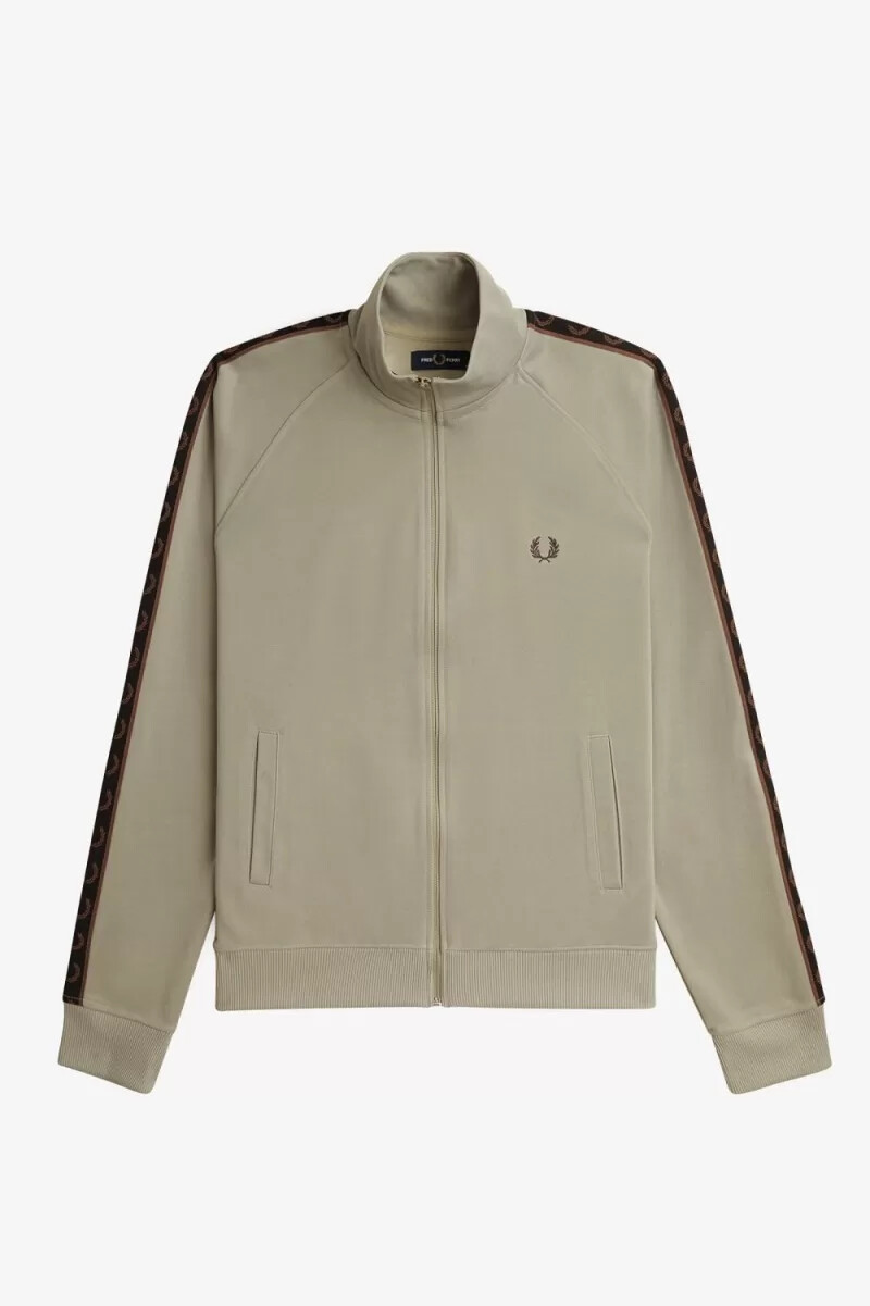 giacche da tuta da uomo fred perry contrast tape grigio caldo rosso scuro
