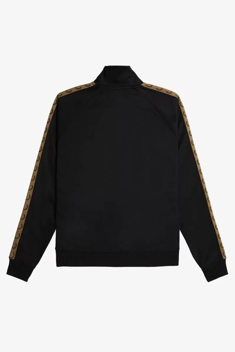 fred perry giacca sportiva da uomo con nastro a contrasto nera e verde