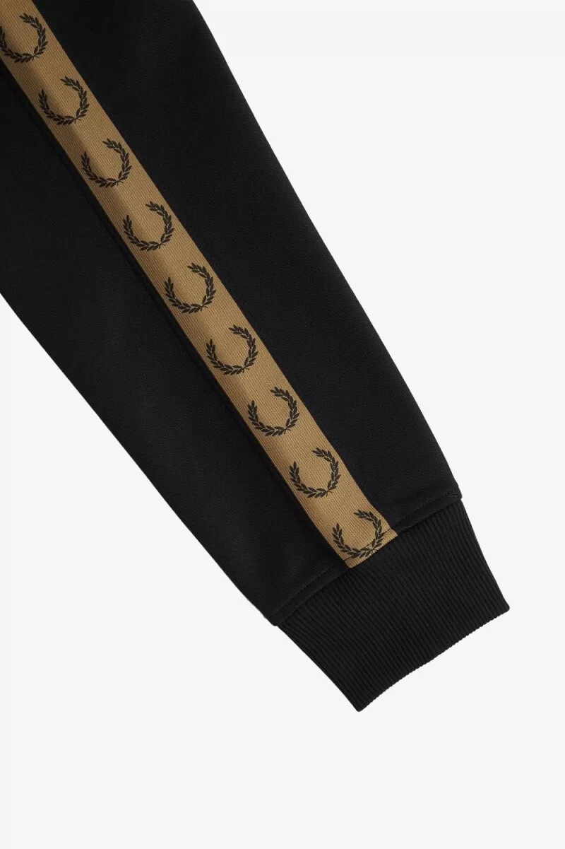 fred perry giacca sportiva da uomo con nastro a contrasto nera e verde
