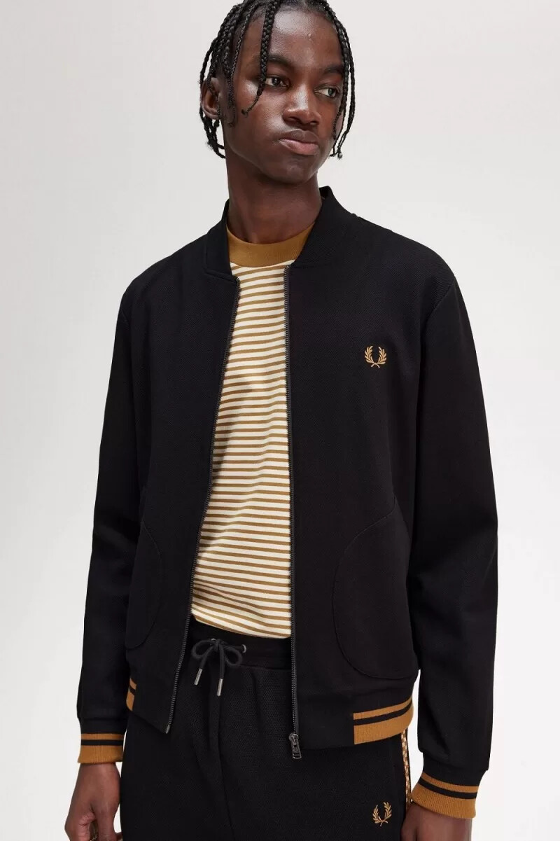 fred perry tipped detail - giacca sportiva da uomo nera