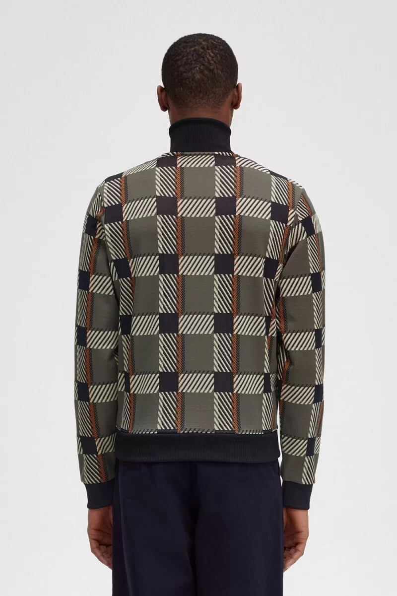 fred perry glitch tartan - giacca sportiva da uomo verde campo