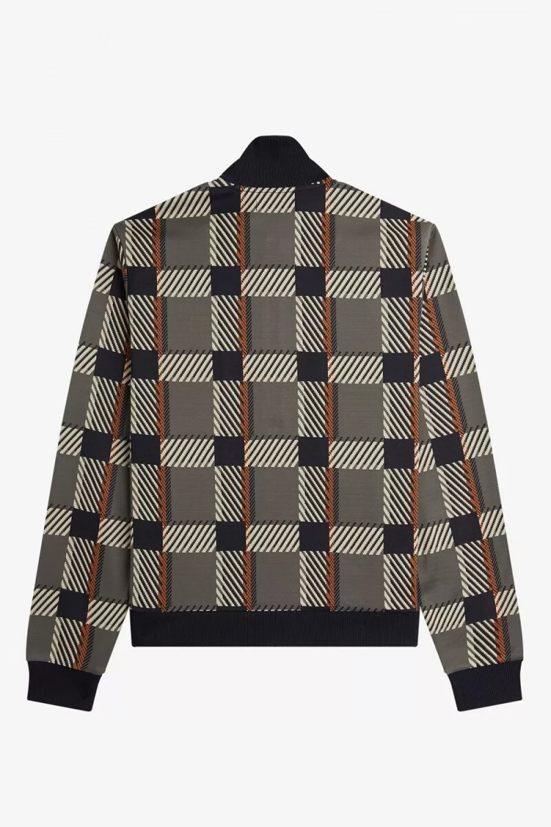 fred perry glitch tartan - giacca sportiva da uomo verde campo