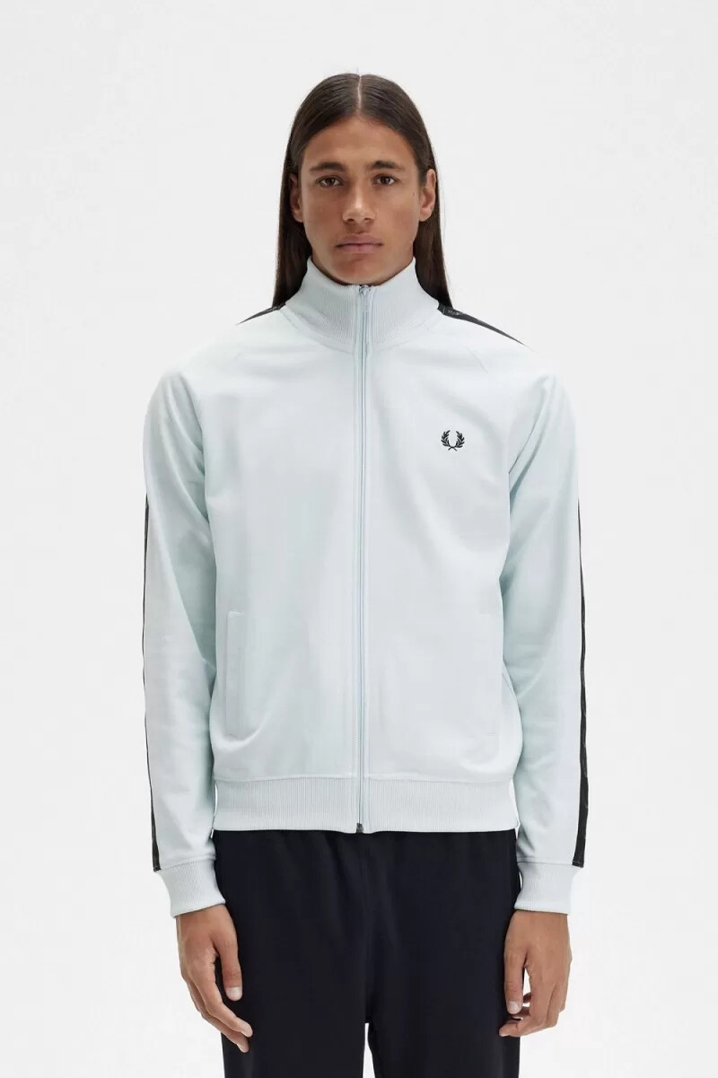 fred perry tonal taped - giacca sportiva da uomo colore nero acqua chiaro