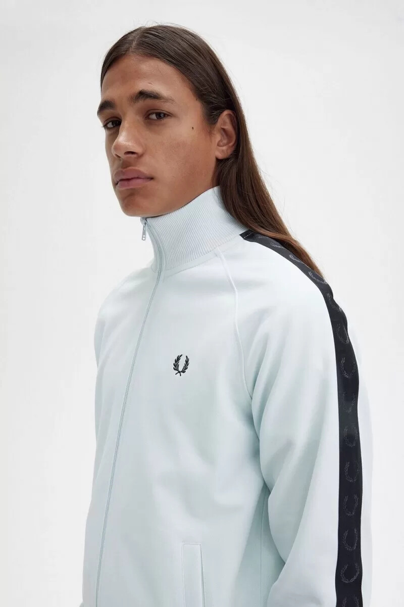 fred perry tonal taped - giacca sportiva da uomo colore nero acqua chiaro