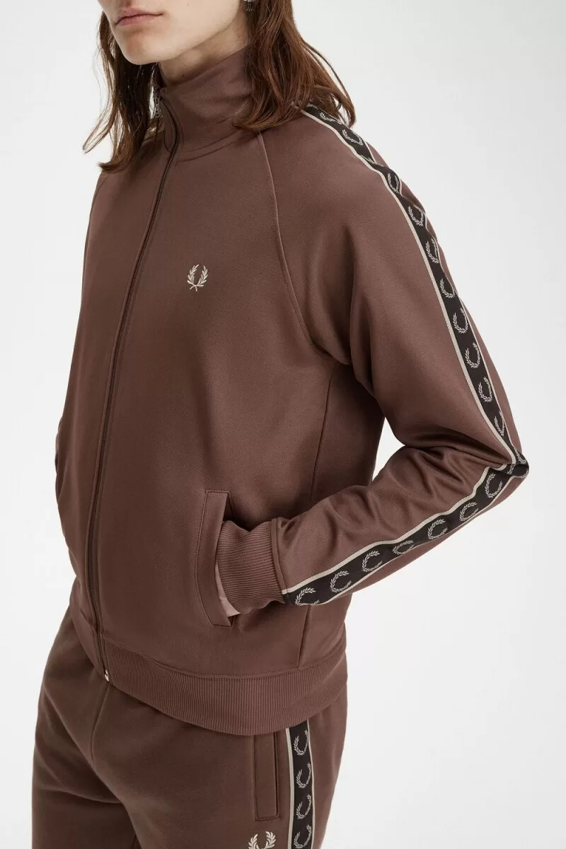 giacche da tuta da uomo fred perry contrast tape rosso scuro grigio caldo